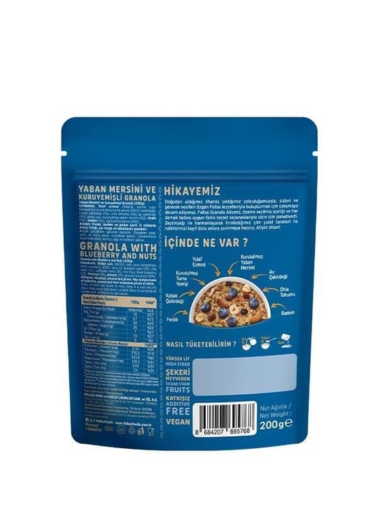 Fellas Granola 3'lü Mix Paket - Yaban Mersinli 200g + Fındık & Kakao 200g + Antep Fıstıklı 200g