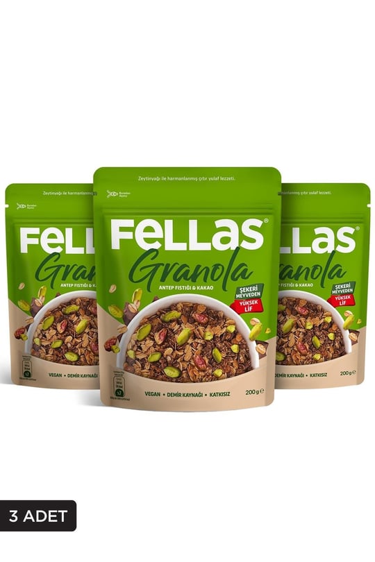 Fellas Granola - Antep Fıstığı & Kakao 200g 3'lü Paket