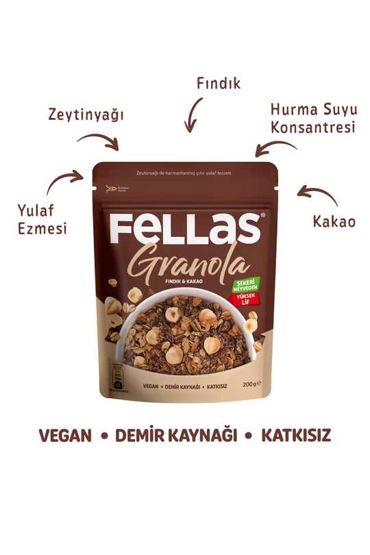 Fellas Granola - Fındık & Kakao 200g - 3'lü Paket