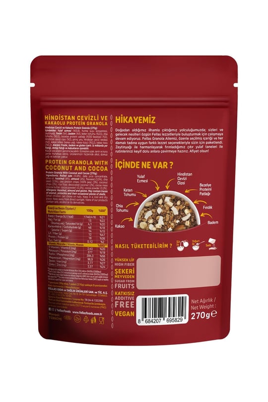 Fellas Protein Granola 2'li Mix Paket -  Hindistan Cevizi & Kakao 270g + Kırmızı Meyveli 270g