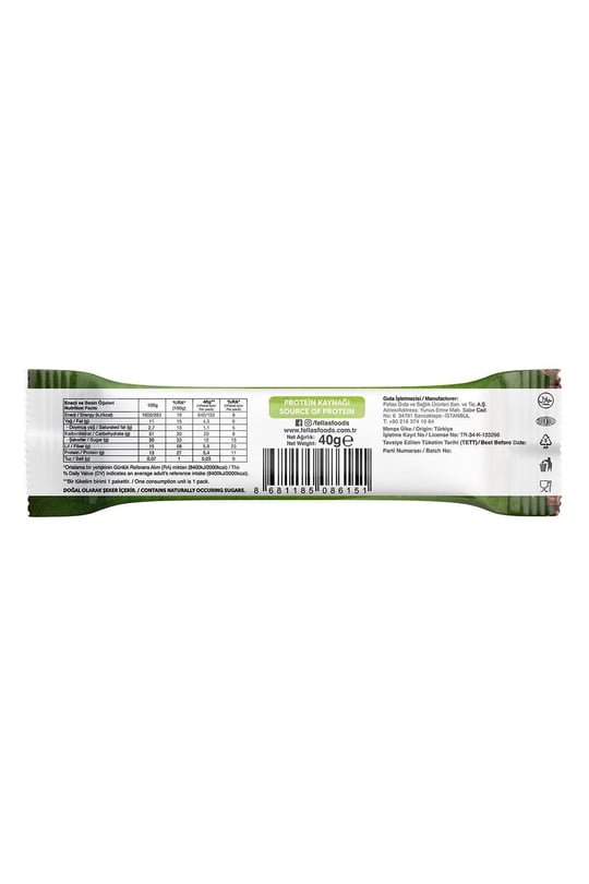 Meyve Bar - Antep Fıstıklı ve Kakaolu 40g x 12 Adet