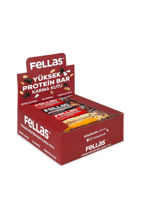 Yüksek Protein Bar 45g Karma Kutu 12 Adet (3 Çeşit)