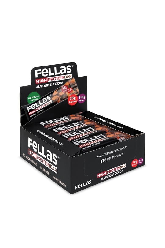 Yüksek Protein Bar - Bademli ve Kakaolu 45g x 12 Adet