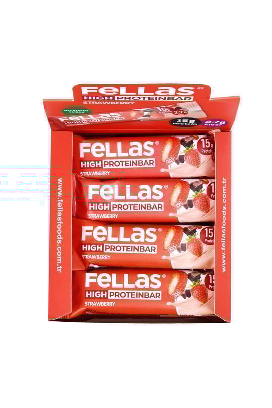 Yüksek Protein Bar - Çilekli 45g  x 12 Adet