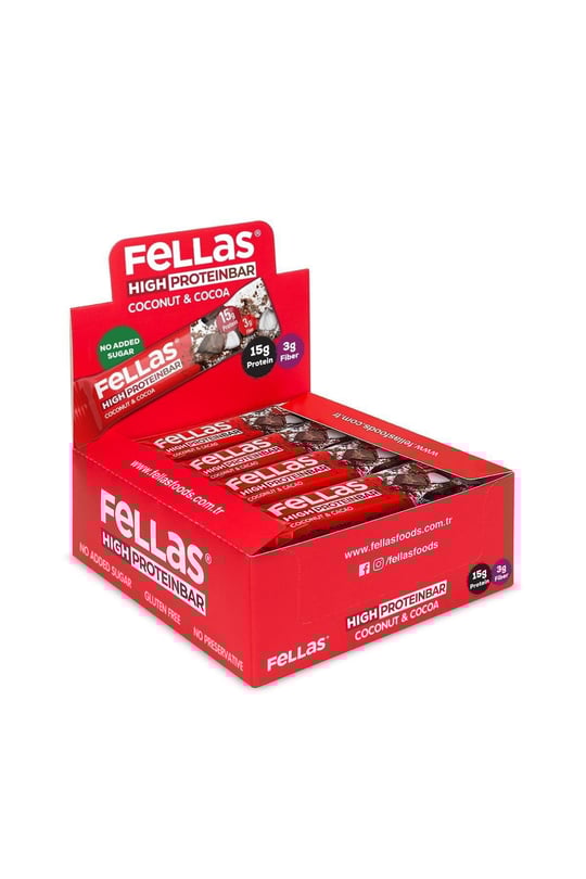 Yüksek Protein Bar - Hindistan Cevizli ve Kakaolu 45g x 12 Adet
