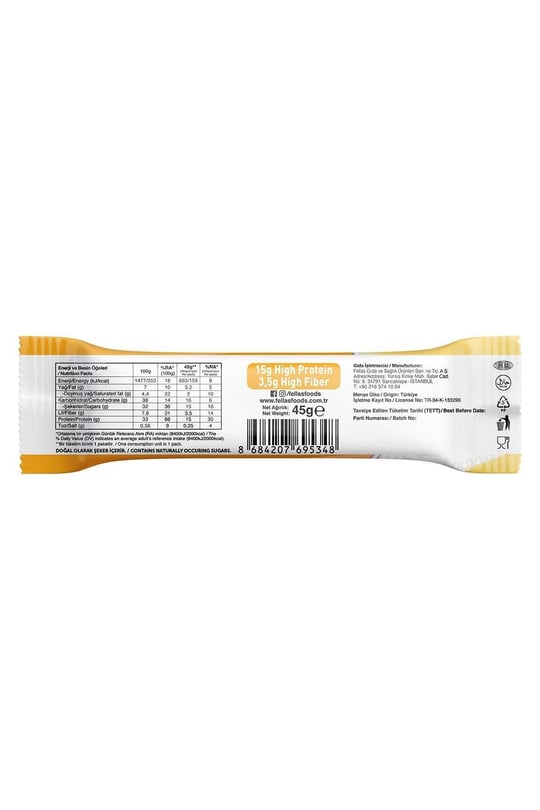 Yüksek Protein Bar - Muzlu 45g  x 12 Adet