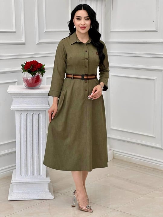 Apoletli Elbise 44138 t-24 Haki