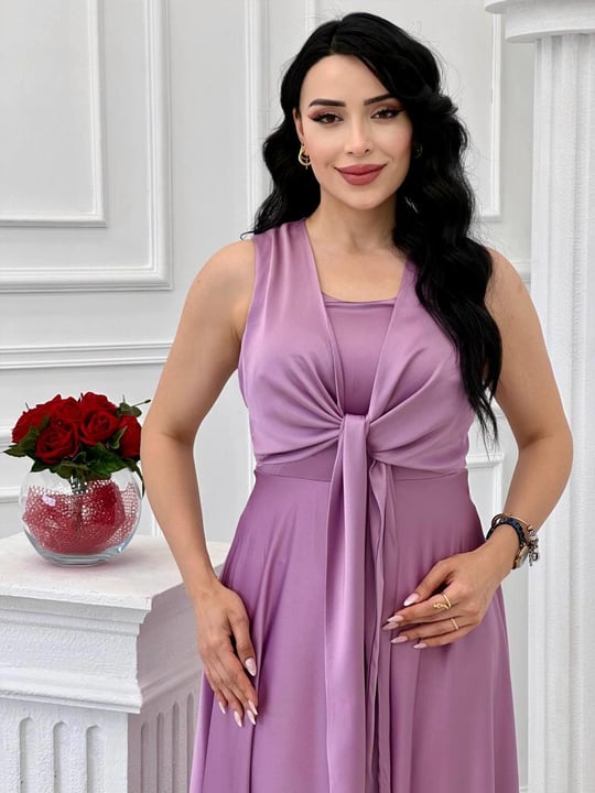 Bağlamalı Saten Abiye 4193 t-24 Lila