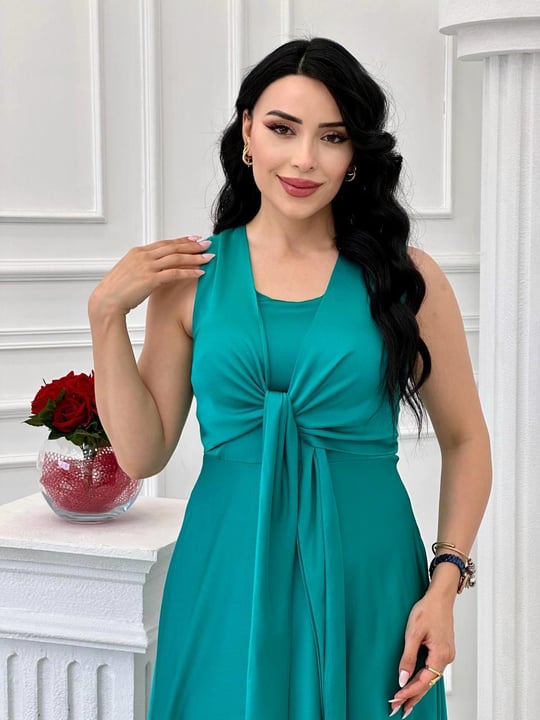 Bağlamalı Saten Abiye 4193 t-24 Yeşil