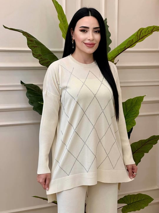 Baklava Taş Triko Takım 24231 t-24 Ekru