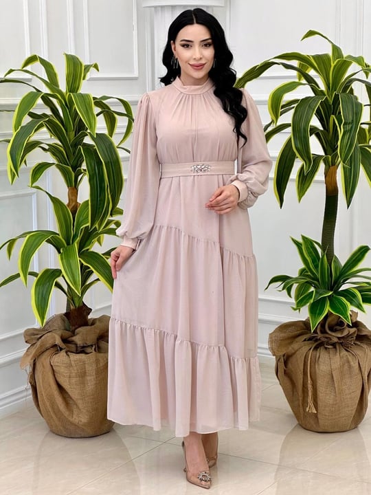 Baskılı Şifon Elbise 12505 Tk-24 Purdra