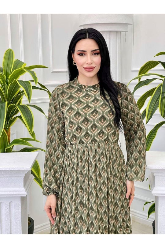 Batik Desen Elbise 1170 Yeşil
