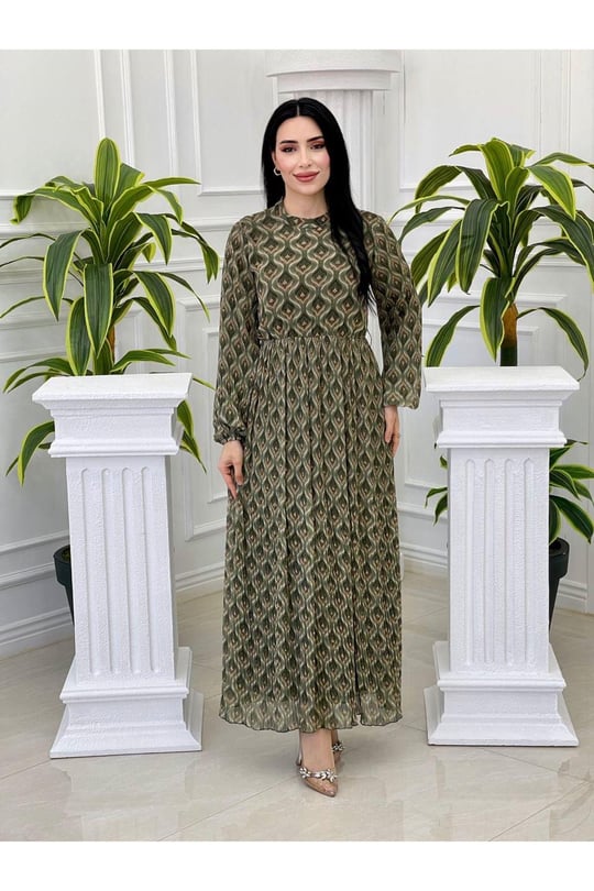 Batik Desen Elbise 1170 Yeşil