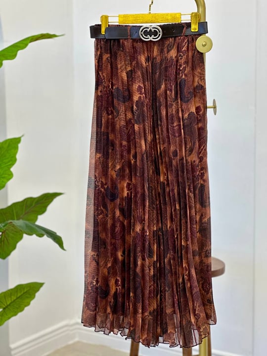 Batik Desen Pilise Şifon Etek 245 T-26 Taba
