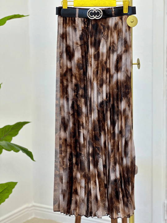 Batik Desen Pilise Şifon Etek 245 T-26 Kahverengi