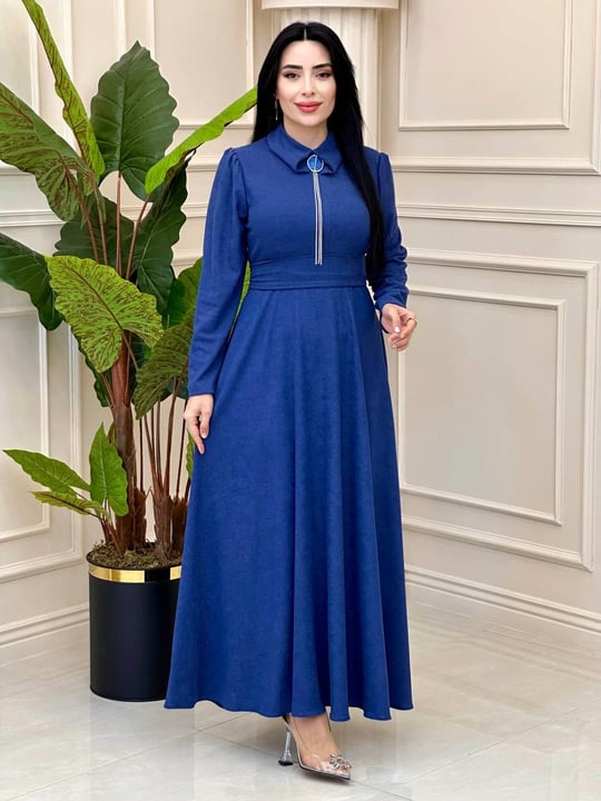 Bebe Yaka Örme Elbise 1776 t-24 İndigo