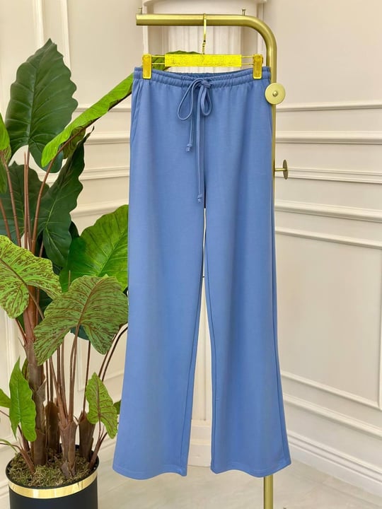 Bel Bağçık Bol Paça Penye Pantolon  3965 t-24 İndigo