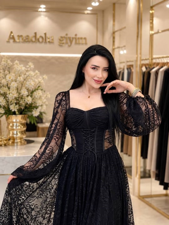 Bel Bağcık Güpür Abiye 250 T-26 Siyah