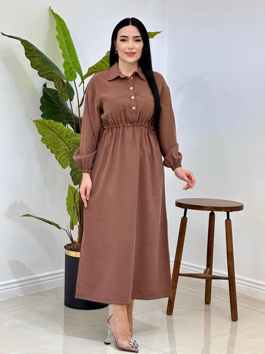 Bel Büzme Spor Elbise 20693 T-25 Kahverengi