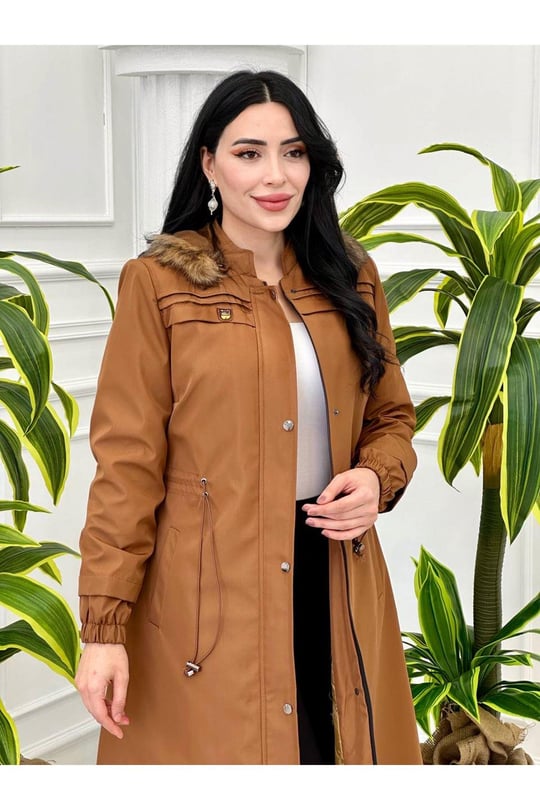 Bel Büzmeli Parka Kaban 4232 Taba