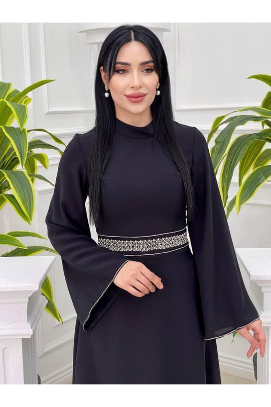 Beli Taşlı Tunik Takım 4704 Siyah