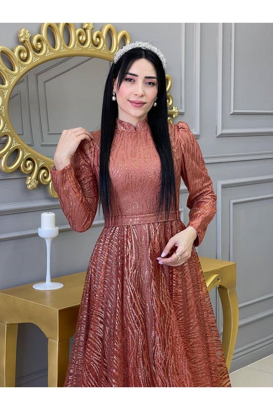 Bilek Boy Çizgi Sim Abiye 17690 Taba