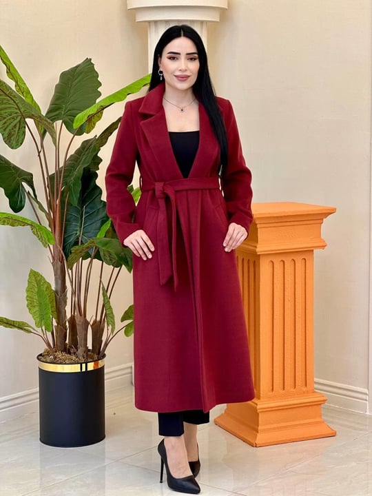 Bilek Boy Klasik Kaşe Kaban 15170 T-25 Bordo