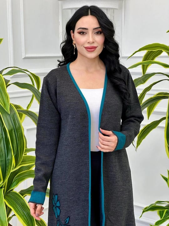 Biyeli Örme Hırka 02 Mavi