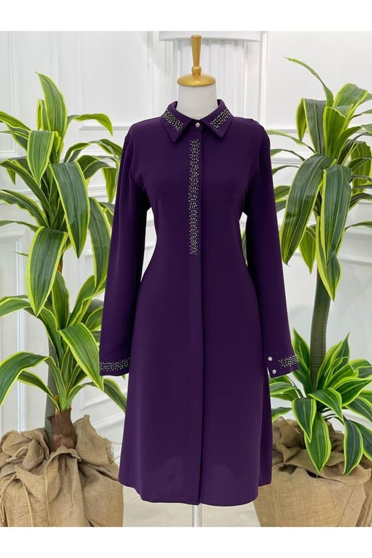 Boncuk Detay Tunik 1160 Mor