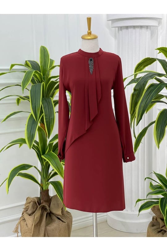 Broşlu Tunik 774 Kiremit