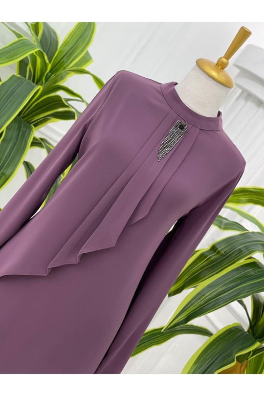 Broşlu Tunik 774 Leylak