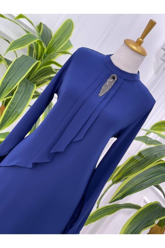 Broşlu Tunik 774 Saks