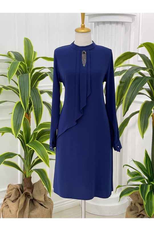 Broşlu Tunik 774 Saks