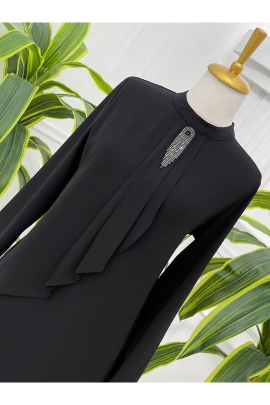 Broşlu Tunik 774 Siyah