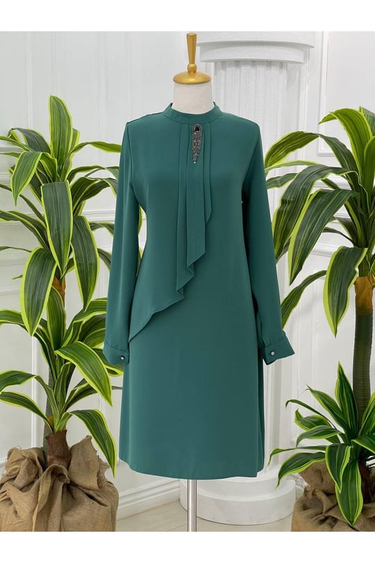 Broşlu Tunik 774 Yeşil