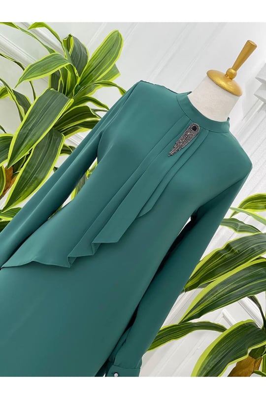 Broşlu Tunik 774 Yeşil