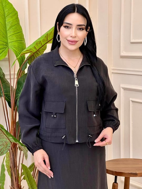 Büzme Detayli  Etekli Takım t025 Siyah