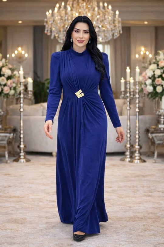 Buzy Önü Tokalı Elbise 5590 T-26 Lacivert