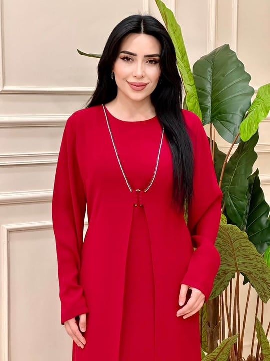 Ceket Görünümlü Krep Elbise 7152 T-24 Bordo