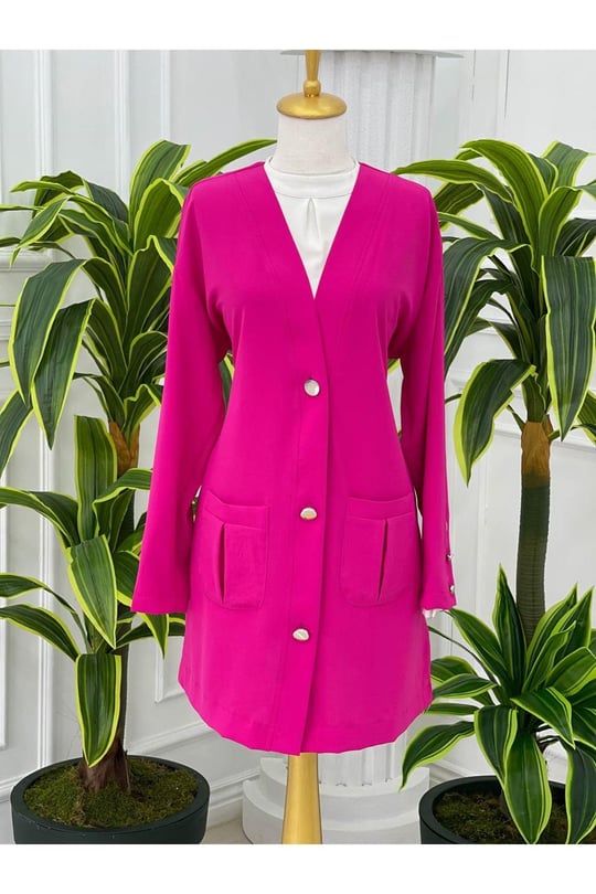 Cep Detay Ceket 10243 pembe