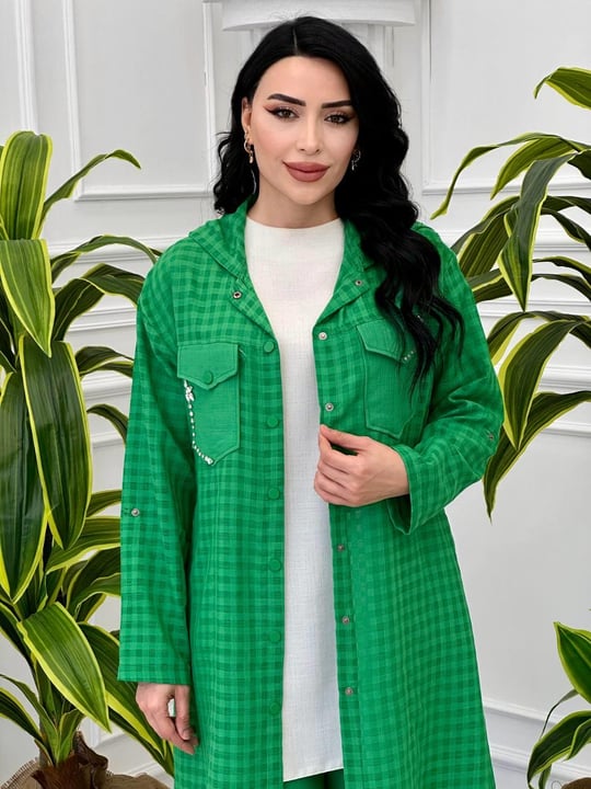 Cep İşleme Kapişonlu Üçlü Takım 6131 T-24 Benetton Yeşili