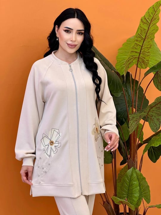 Çiçek Detay Spor İkili Takım 120215 T-25 Ekru