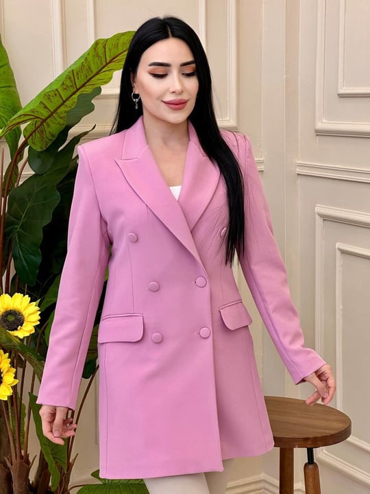 Çift Düğme Ara Boy Ceket 6212 c025 pembe