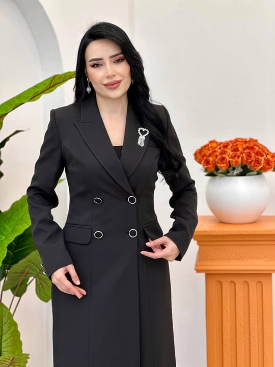 Çift Düğme Ceket Kap 5016 T-26 Siyah