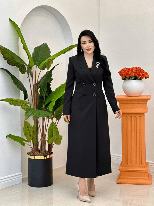 Çift Düğme Ceket Kap 5016 T-26 Siyah