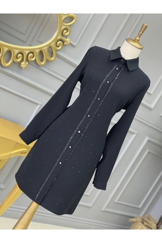 Çift Sıra Taş Tunik 915 Siyah