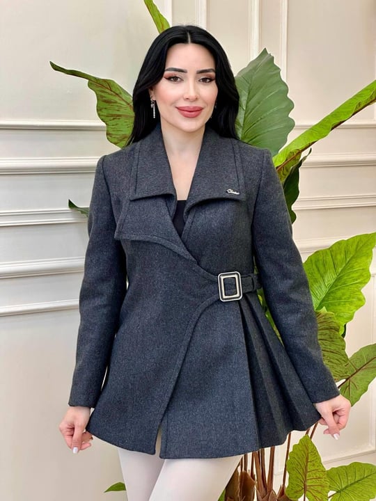Çift Yaka Kısa Kaşe Kaban 9001 t-24 Antrasit