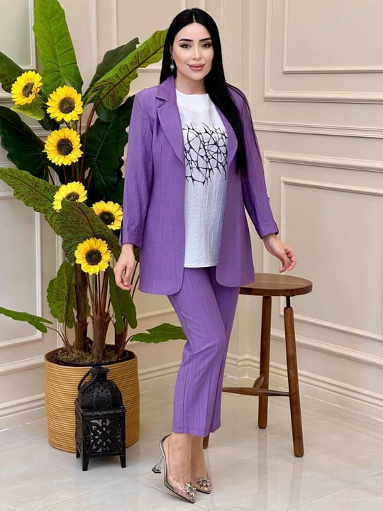 Çilek Kumaş Spor Üçlü Takım 5206 t025 Lila