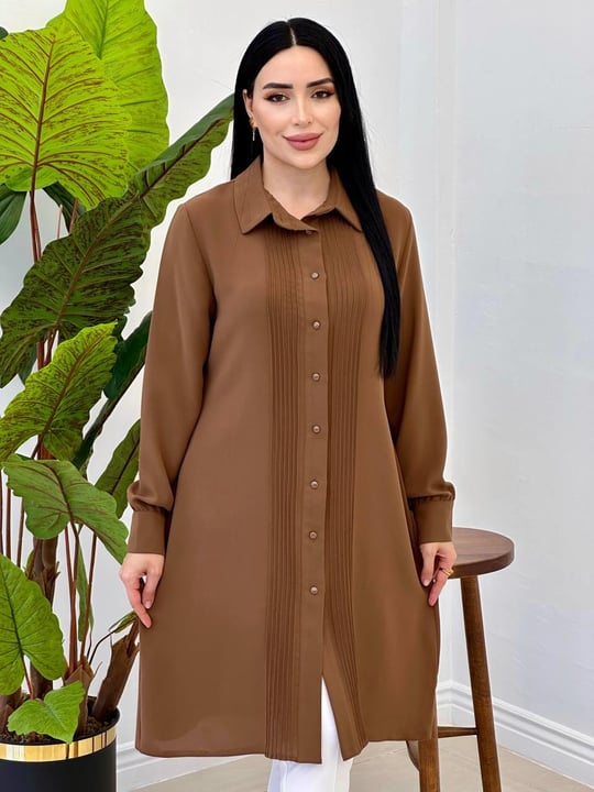 Çımalı Klasik Tunik 5453 Kahverengi
