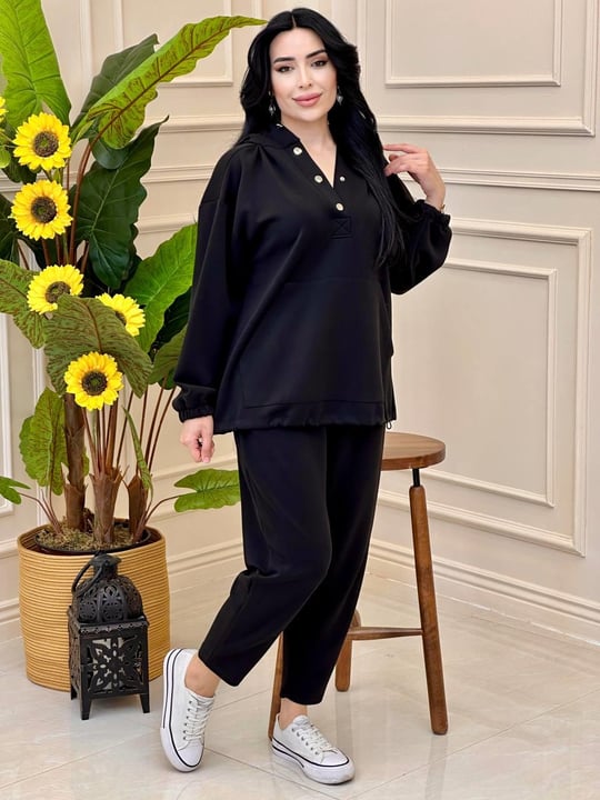Çıt Çıtlı Kaanguru Cepli Spor Takım 34478 T24 Siyah